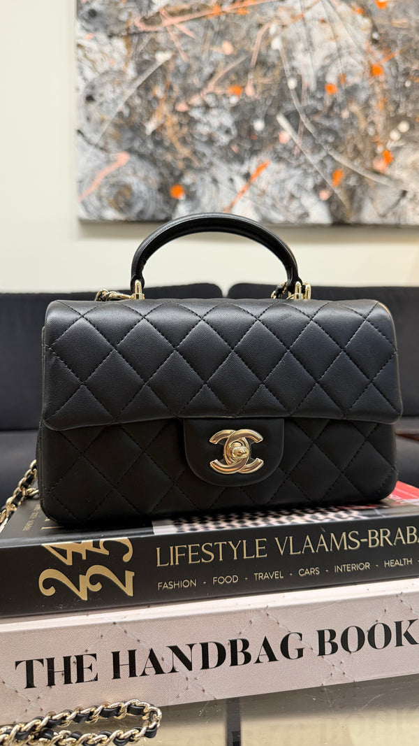 Chanel top handle black handbag