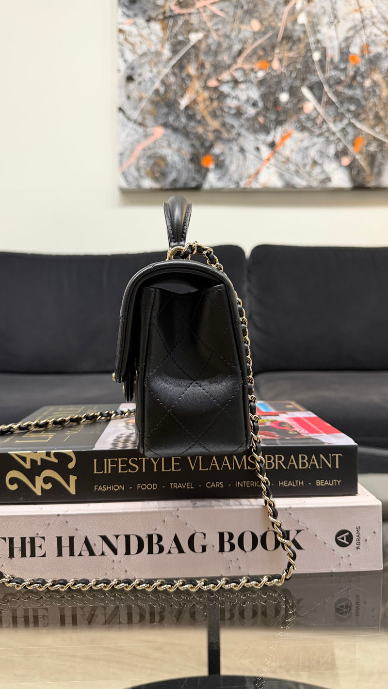 Chanel top handle black handbag