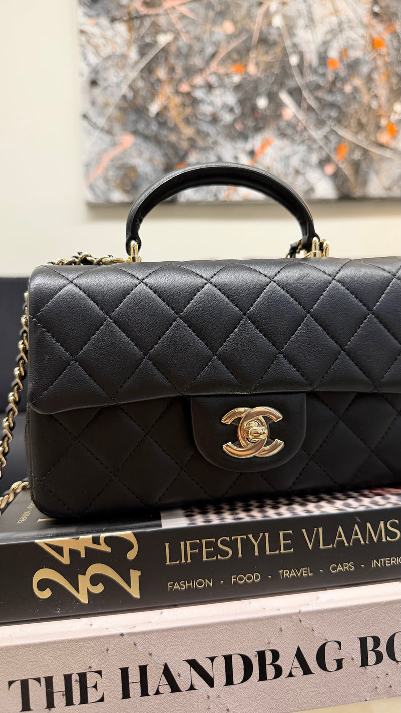 Chanel top handle black handbag