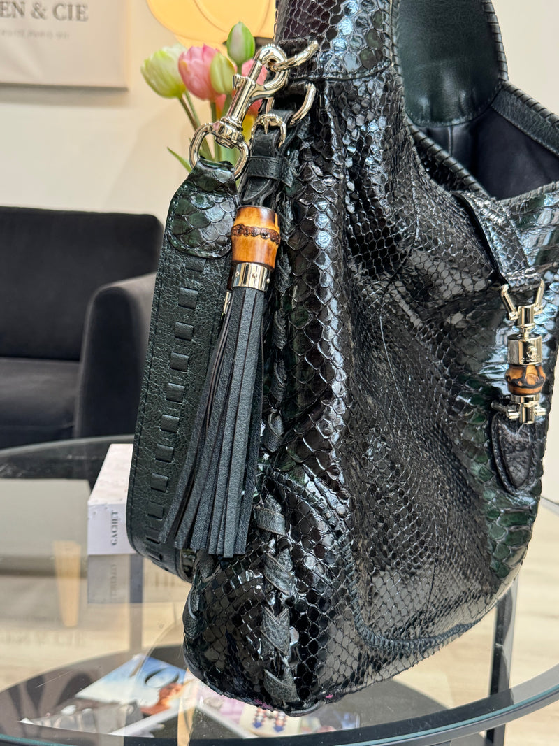 Gucci Jackie large handbag in Black Python leather