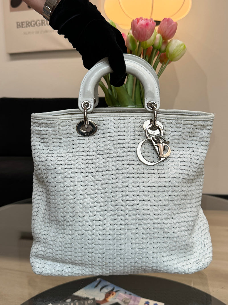 Lady Dior - white leather handbag