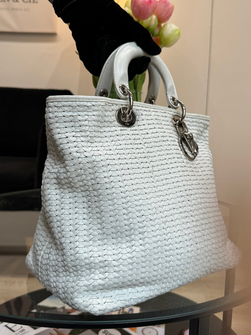 Lady Dior - white leather handbag