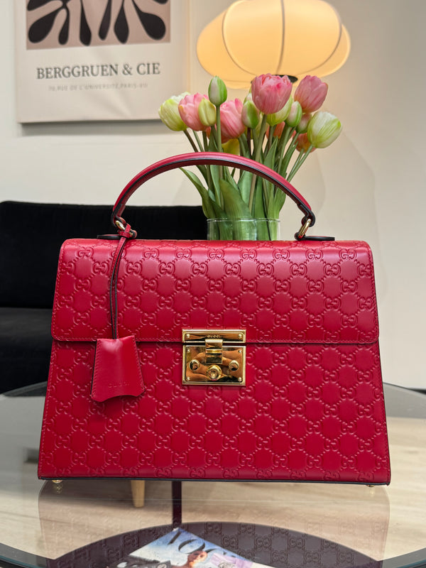 Gucci Red Guccissima Signature Medium Padlock bag