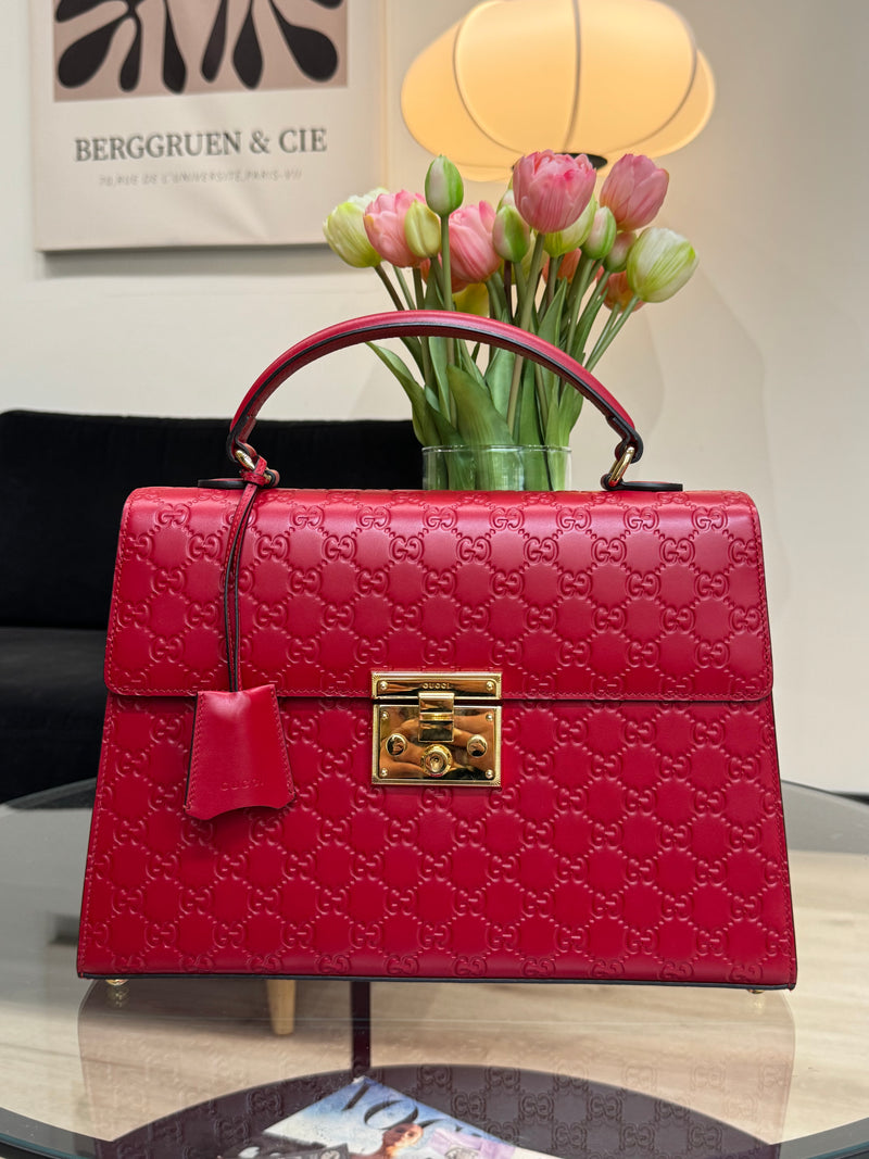 Gucci Red Guccissima Signature Medium Padlock bag