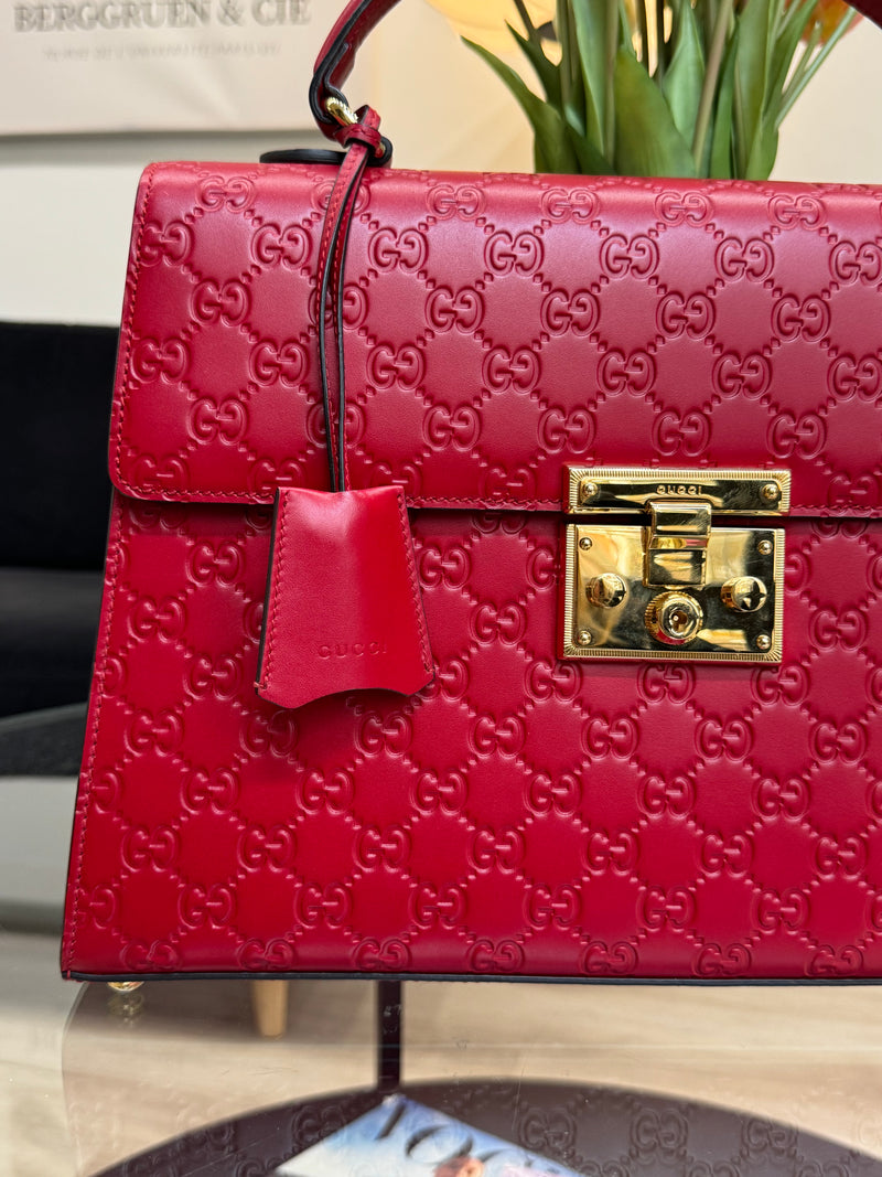 Gucci Red Guccissima Signature Medium Padlock bag