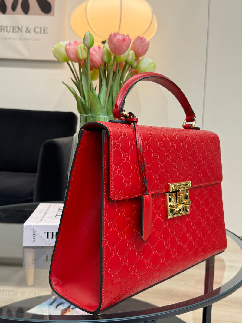Gucci Red Guccissima Signature Medium Padlock bag