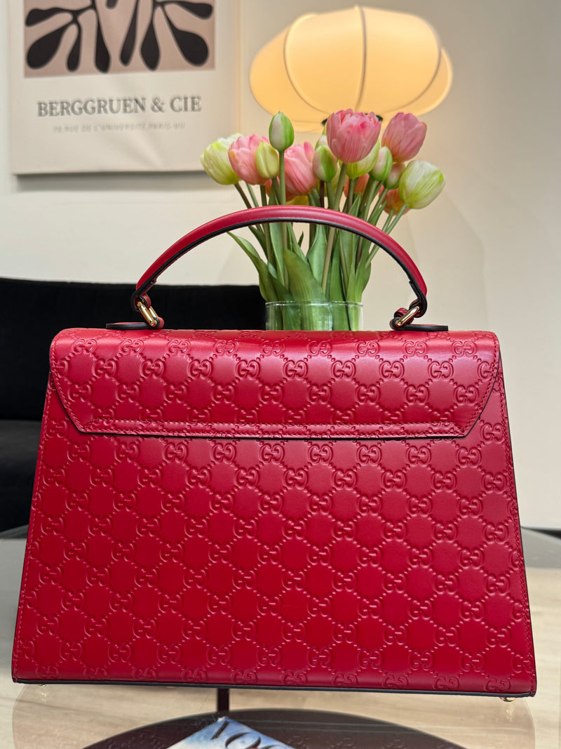Gucci Red Guccissima Signature Medium Padlock bag