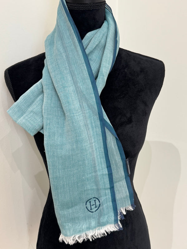Hermes - large, light blue scarf in cotton