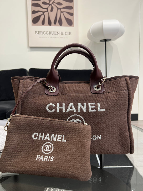 Chanel Deauville Brown handbag with pochette