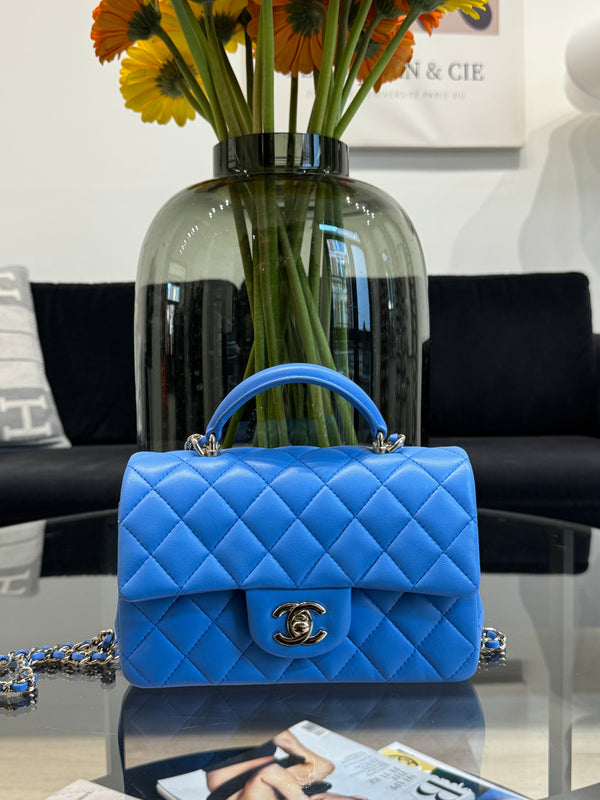 Chanel mini leather bag - Tophandle - Blue