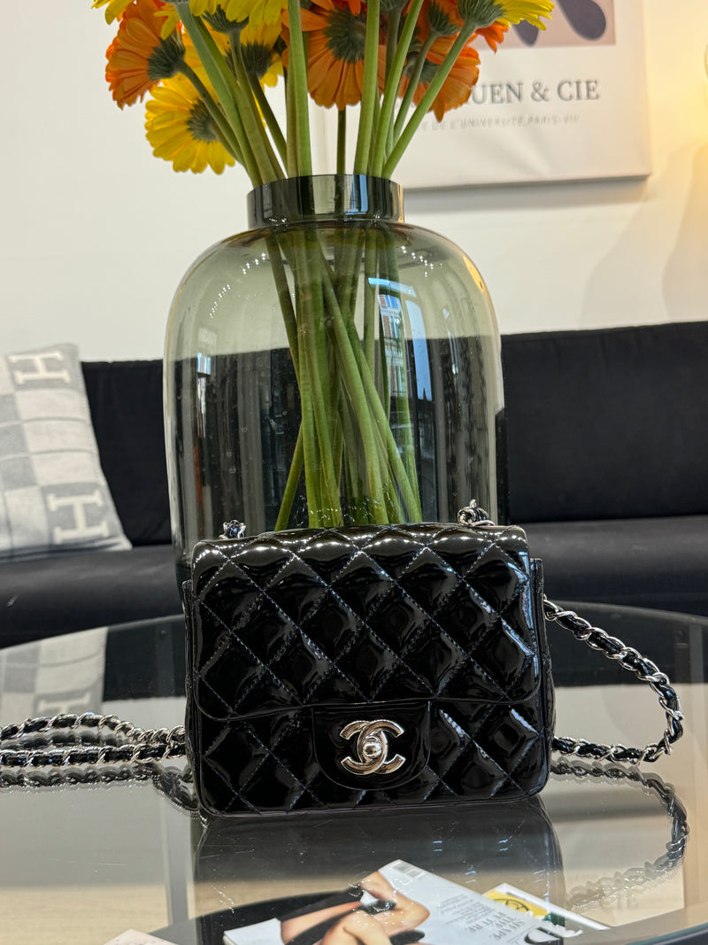 Chanel Black Mini Square Lace Leather