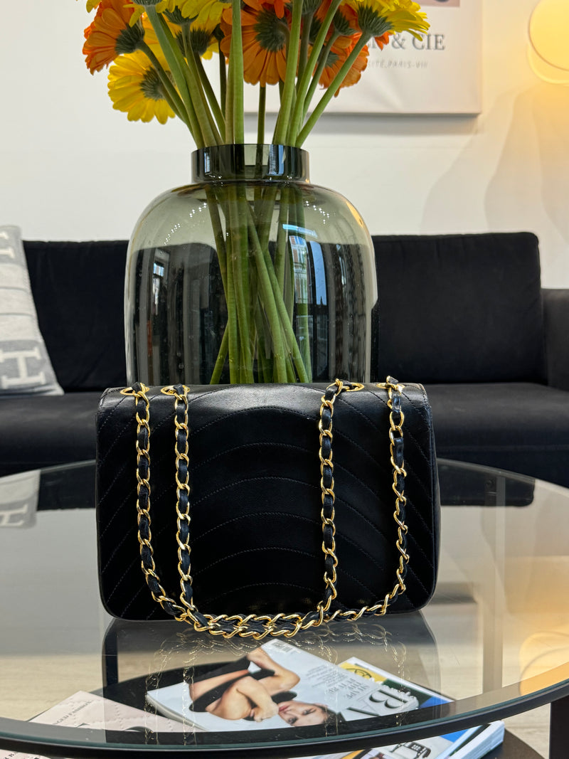 Chanel Vintage 24k Black leather bag