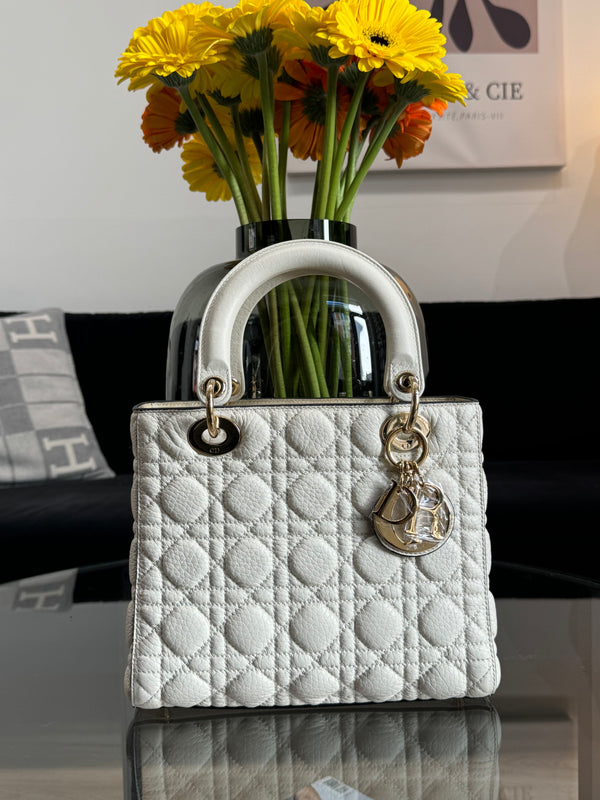 Christian Dior - small Lady Dior bag - white leather