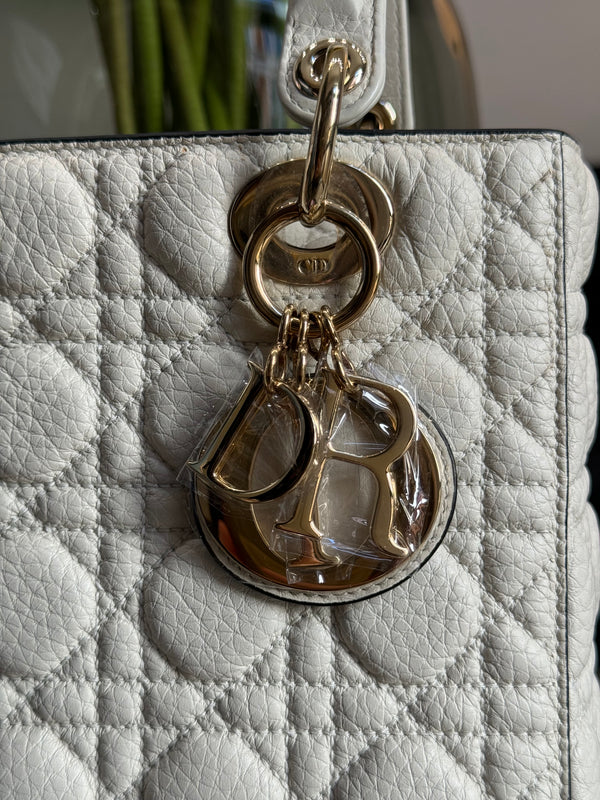 Christian Dior - small Lady Dior bag - white leather
