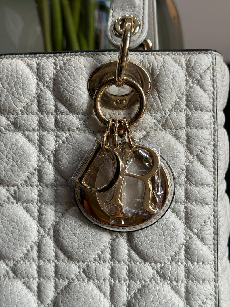 Christian Dior - small Lady Dior bag - white leather