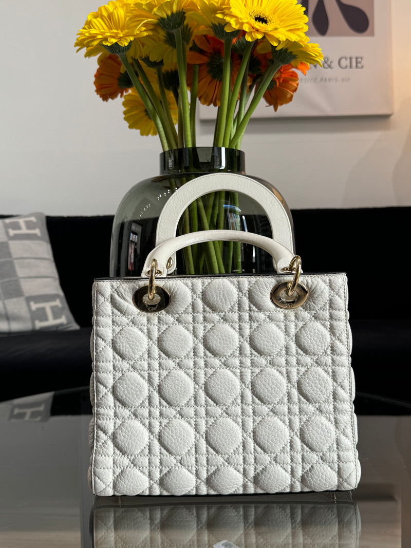 Christian Dior - small Lady Dior bag - white leather