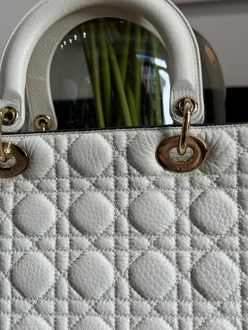 Christian Dior - small Lady Dior bag - white leather