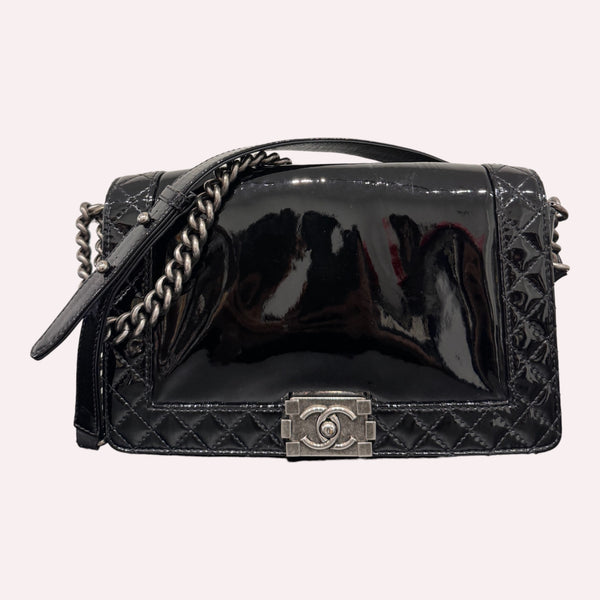 Chanel Boy Bag - Medium Size in Lace Leather with Brushed Hardware