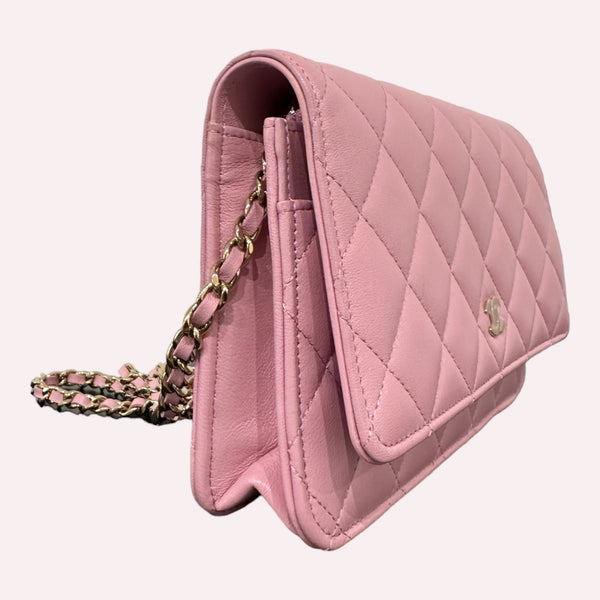 Chanel Wallet on Chain (WOC) - Baby Pink Calfskin with Champagne Hardware