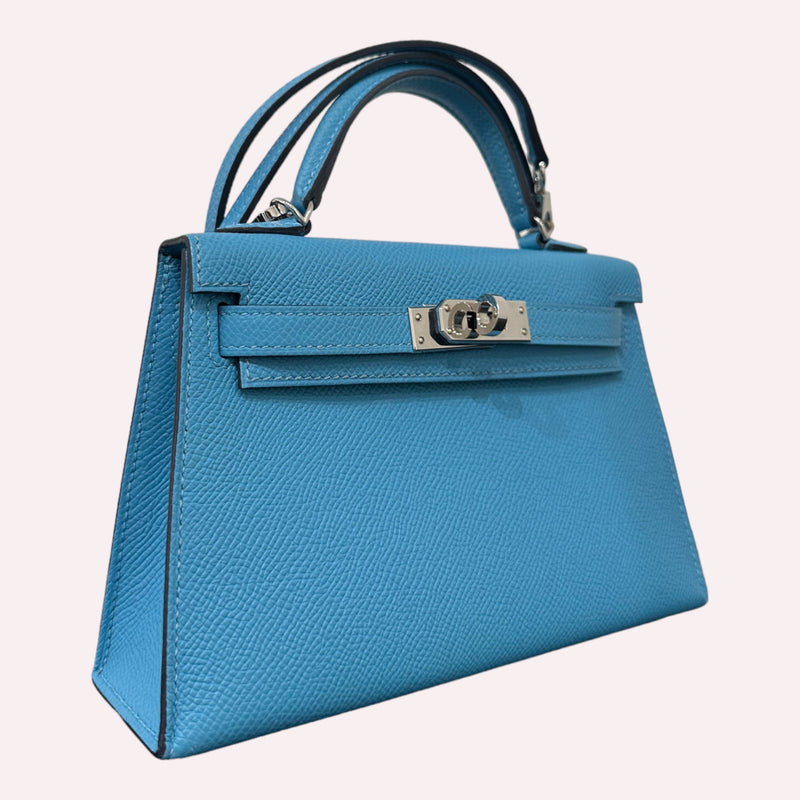 Hermès Mini Kelly - Blue Paradise with Silver Hardware