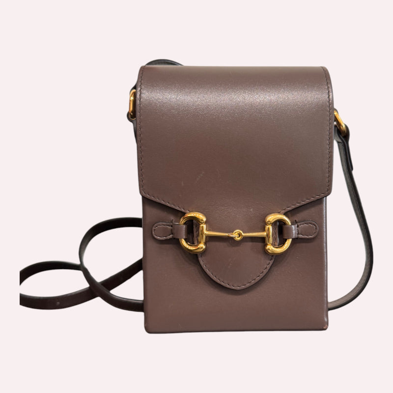 Gucci 1955 Horsebit Mini Shoulder Bag in Brown Leather