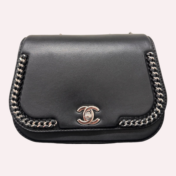 Chanel braided flap black bag