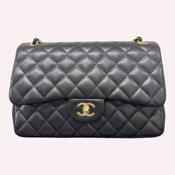 Chanel Timeless Classic Jumbo - Black Lambskin with Golden Hardware