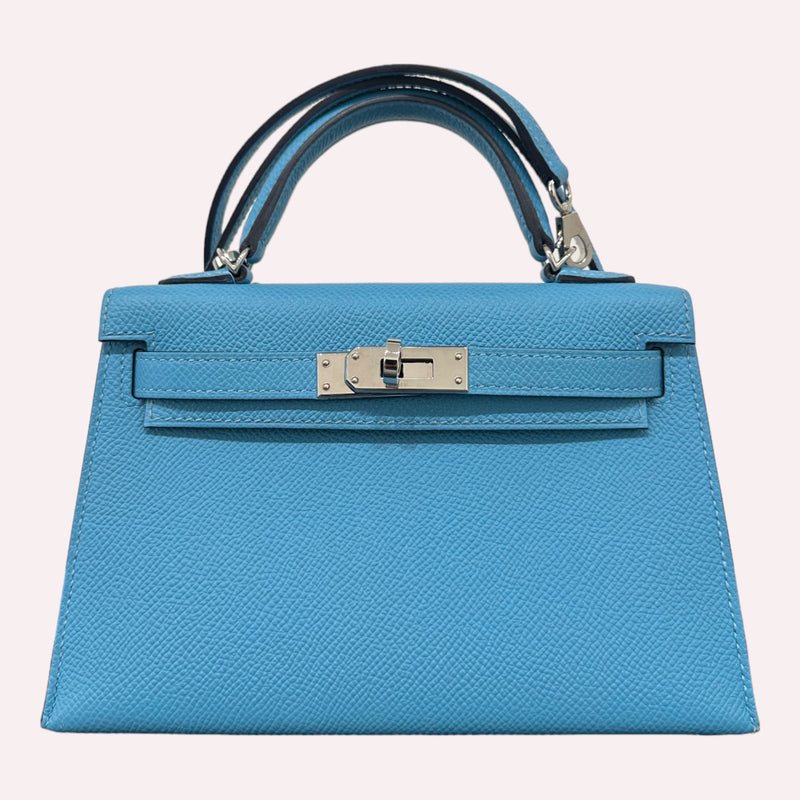 Hermès Mini Kelly - Blue Paradise with Silver Hardware