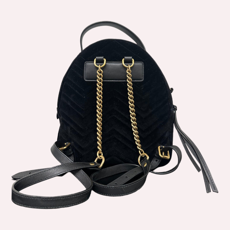 Gucci Marmont Velvet Black Backpack - Medium Size
