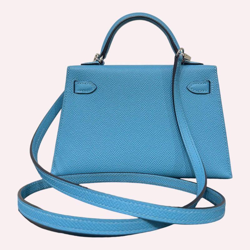 Hermès Mini Kelly - Blue Paradise with Silver Hardware