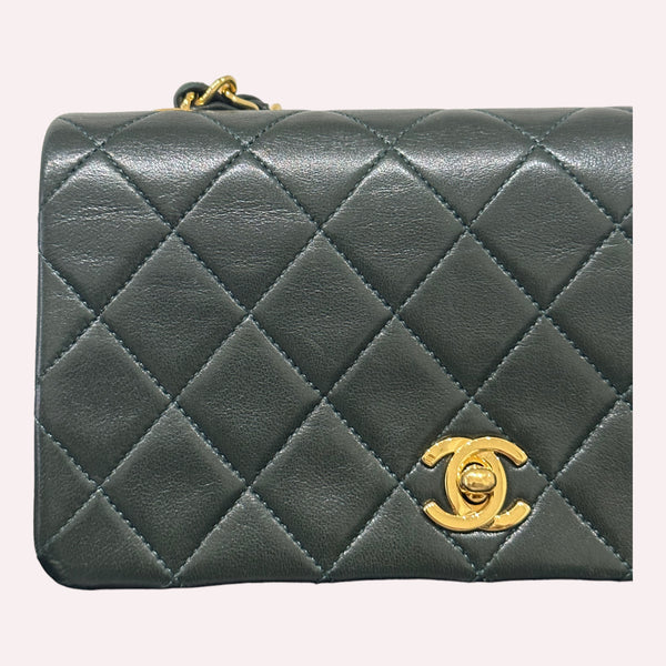 Chanel Mini in Khaki Lambskin Leather with 24K Golden Hardware