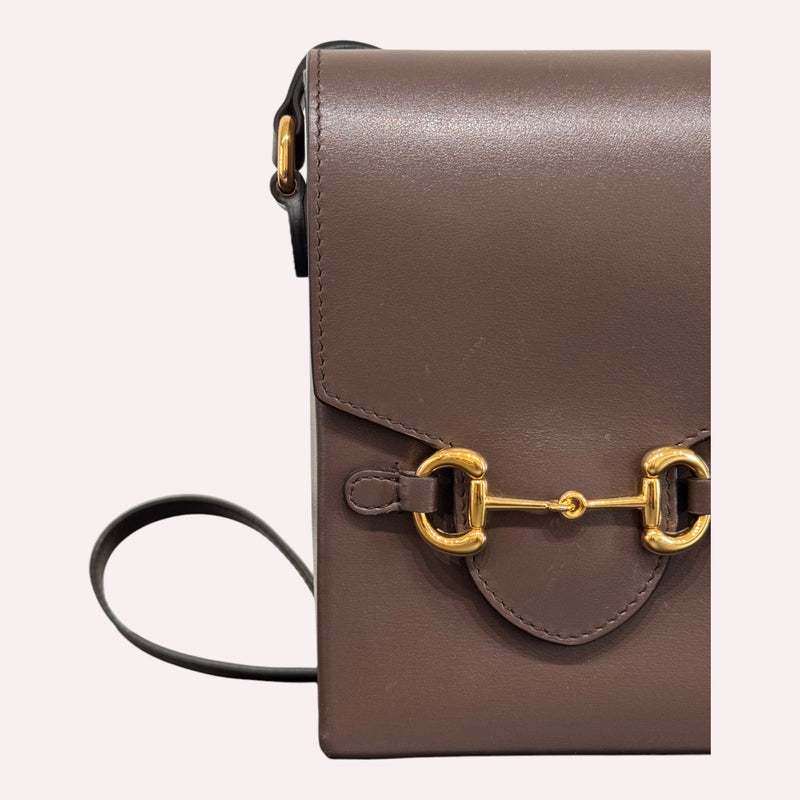 Gucci 1955 Horsebit Mini Shoulder Bag in Brown Leather