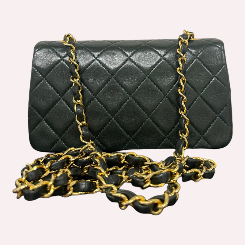 Chanel Mini in Khaki Lambskin Leather with 24K Golden Hardware