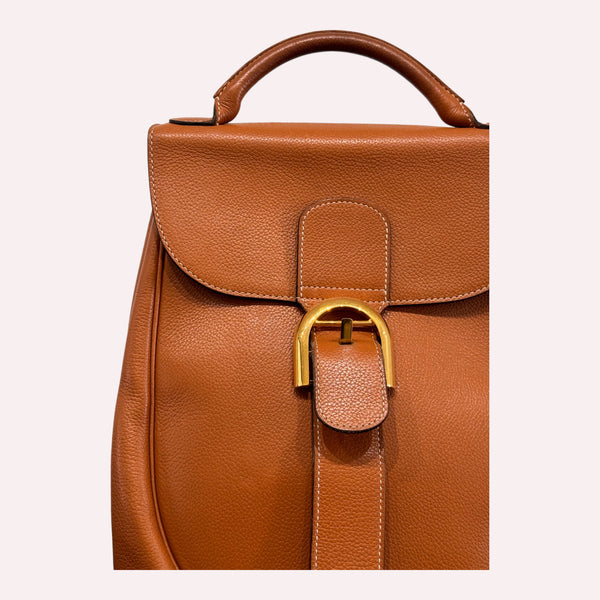 Delvaux brown leather brillant backpack