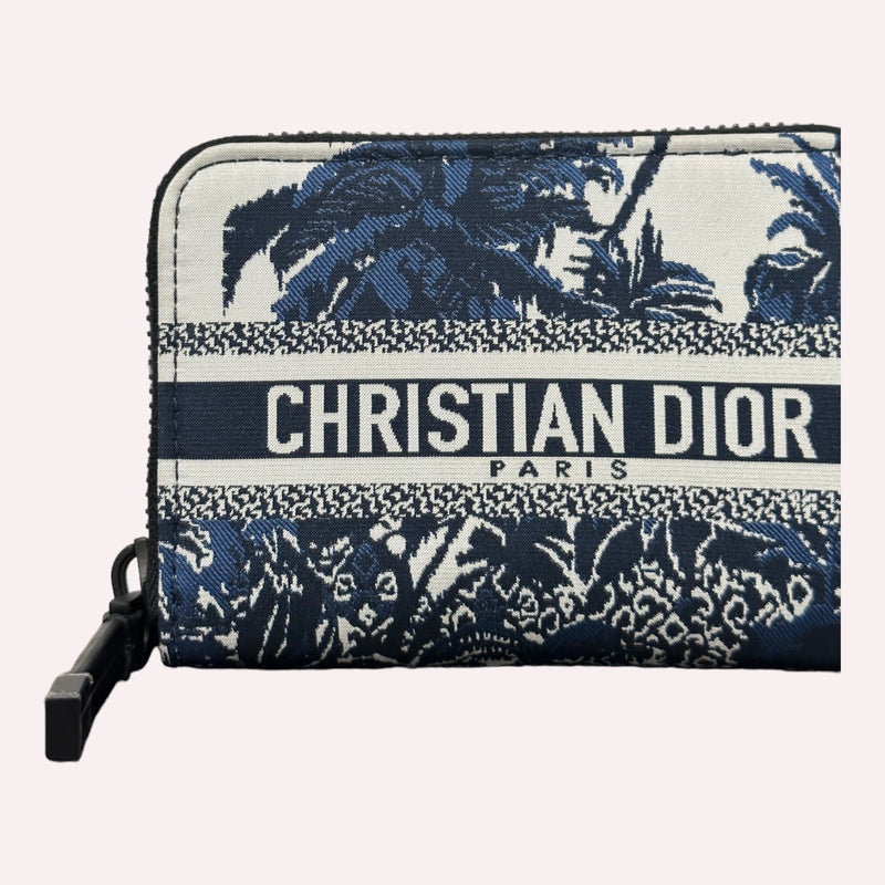 Dior Fabric Toile de Jour Card Holder Wallet - Blue Flower Print