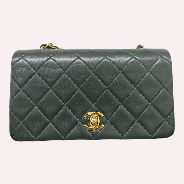 Chanel Mini in Khaki Lambskin Leather with 24K Golden Hardware