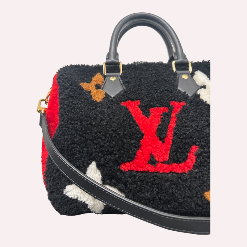 Louis Vuitton speedy 25 limited edition fleece teddy