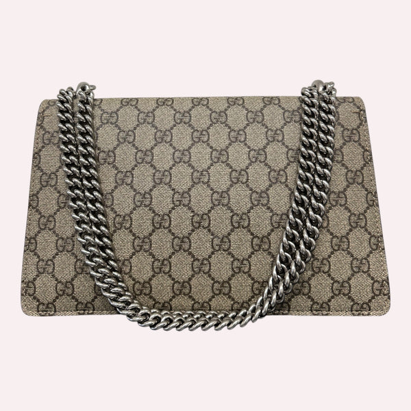 Gucci Dionysus Medium Bag in Black Suede and Canvas Monogram