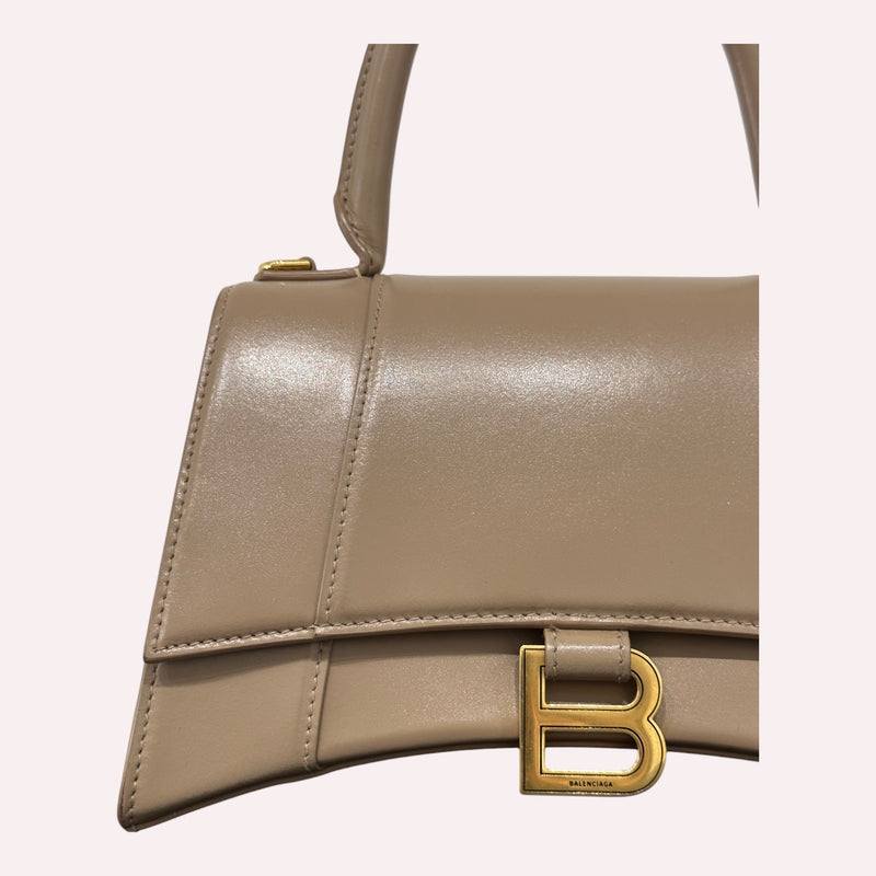 Balenciaga Hourglass Shoulder Bag - Small Size, Brown