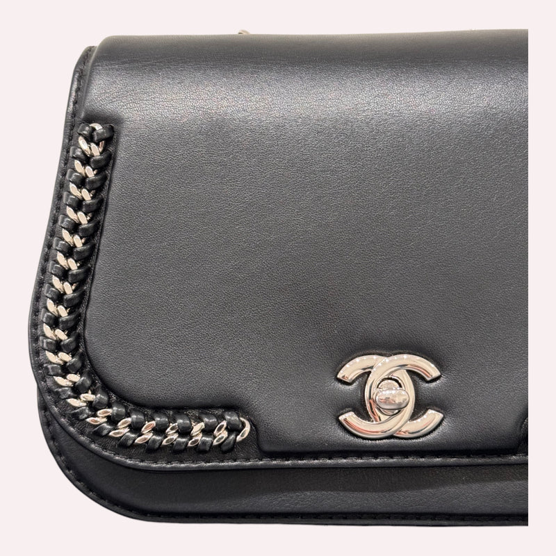 Chanel braided flap black bag