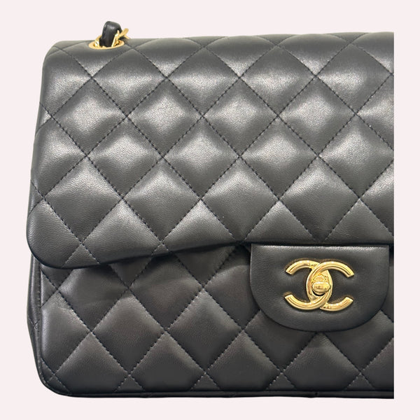 Chanel Timeless Classic Jumbo - Black Lambskin with Golden Hardware