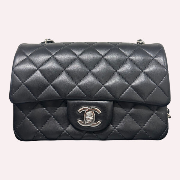 Chanel Rectangular Black Bag with Silver Hardware