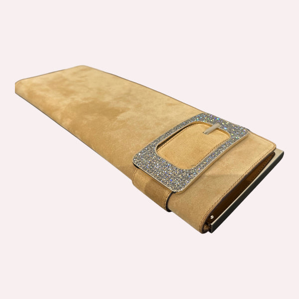 Brand New Gucci Suede Nude Clutch/Pochette: Perfect for Events or Partiescci suede clutch